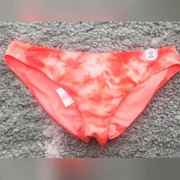 Victoria's Secret PINK Sport Gym To Swim Bottoms, Tie Dye Orange, NWT, SIZE XL - Picture 1 of 4